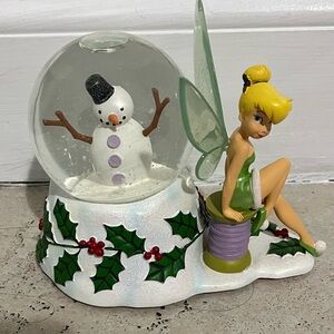 Disney Tinker Bell Snow Globe with Snowman - Green and White